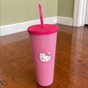 NWT Sanrio Hello Kitty Pink Studded Tumbler W/ Straw and Lid Cup
